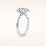 1.02 CT Emerald Shaped Halo & Pave Moissanite Engagement Ring