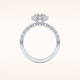 1.02 CT Emerald Shaped Halo & Pave Moissanite Engagement Ring