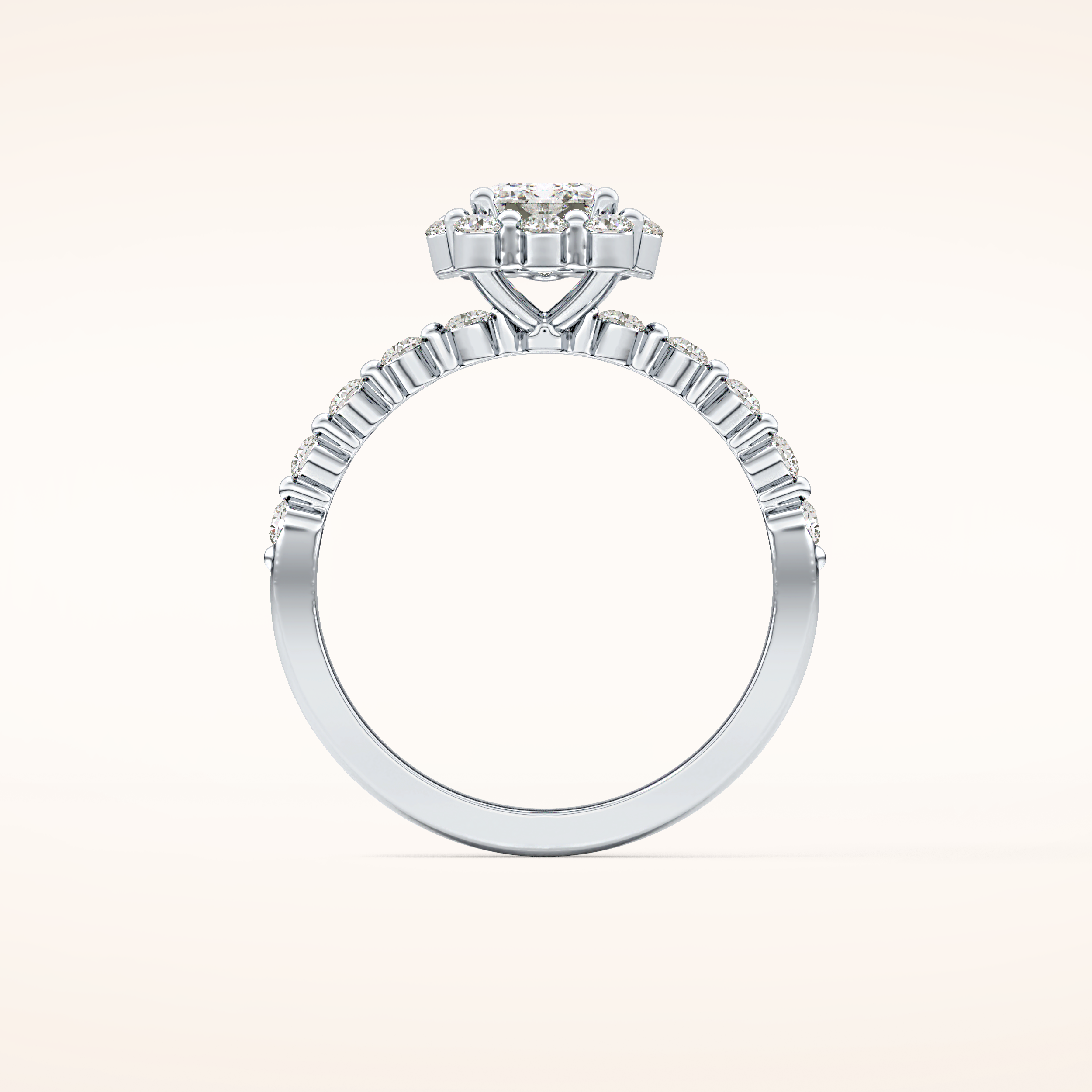 1.02 CT Emerald Shaped Halo & Pave Moissanite Engagement Ring