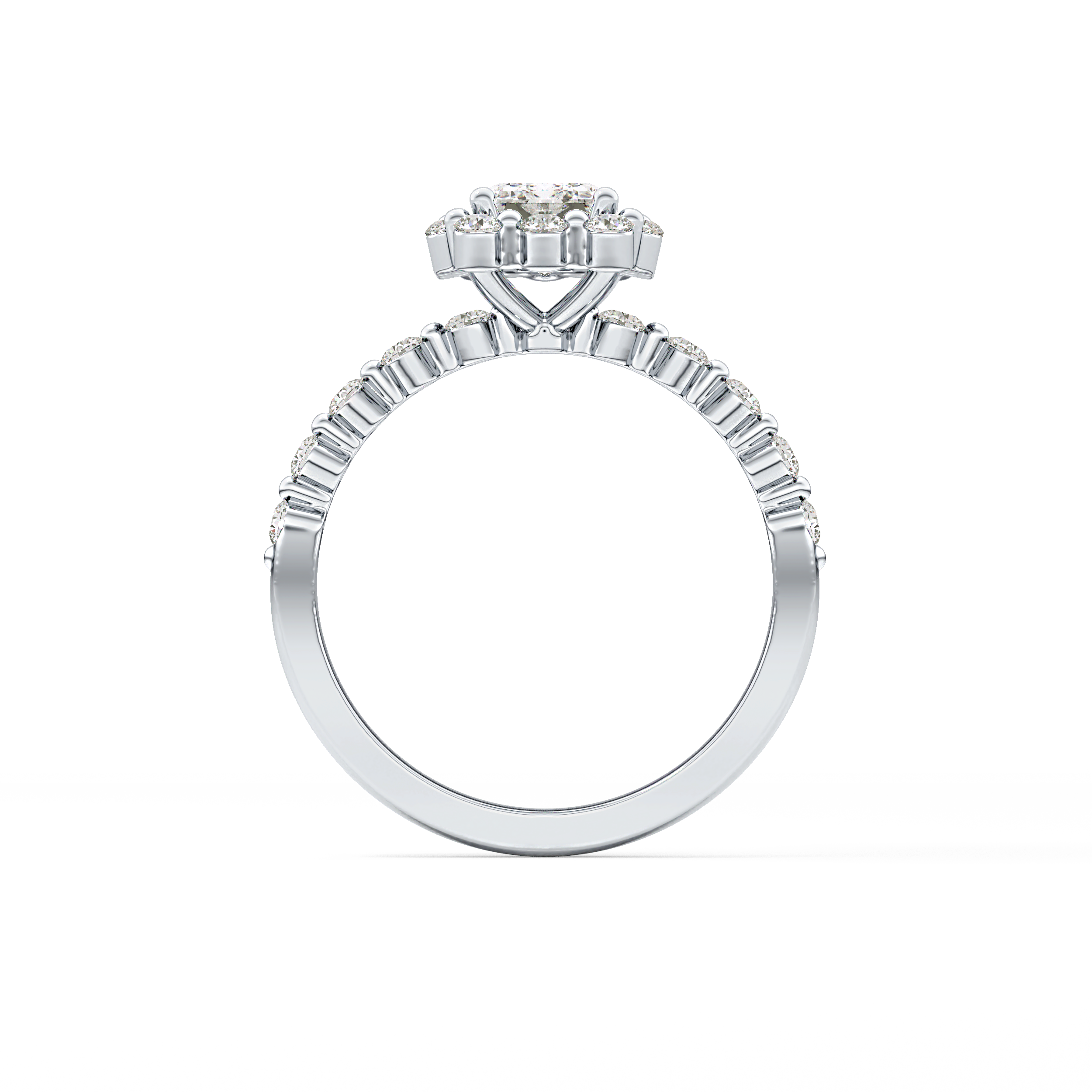 Emerald Halo & Pave Lab Grown Diamond Engagement Ring