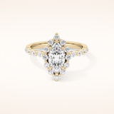0.82 CT Marquise Shaped Halo & Pave Moissanite Engagement Ring