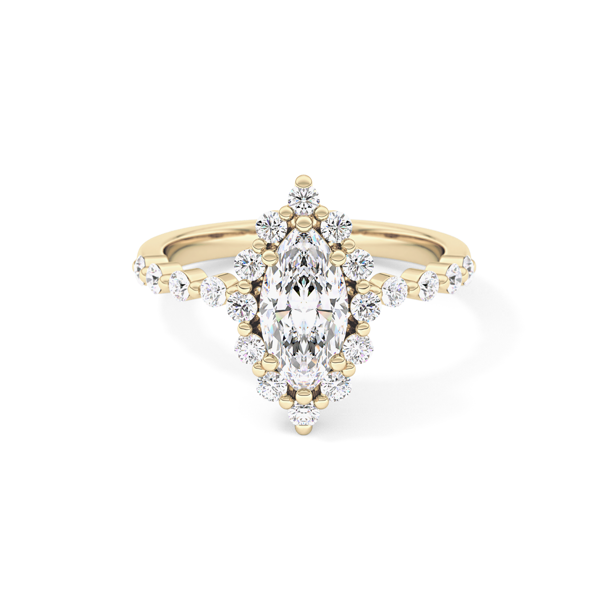 Marquise Halo & Pave Lab Grown Diamond Engagement Ring
