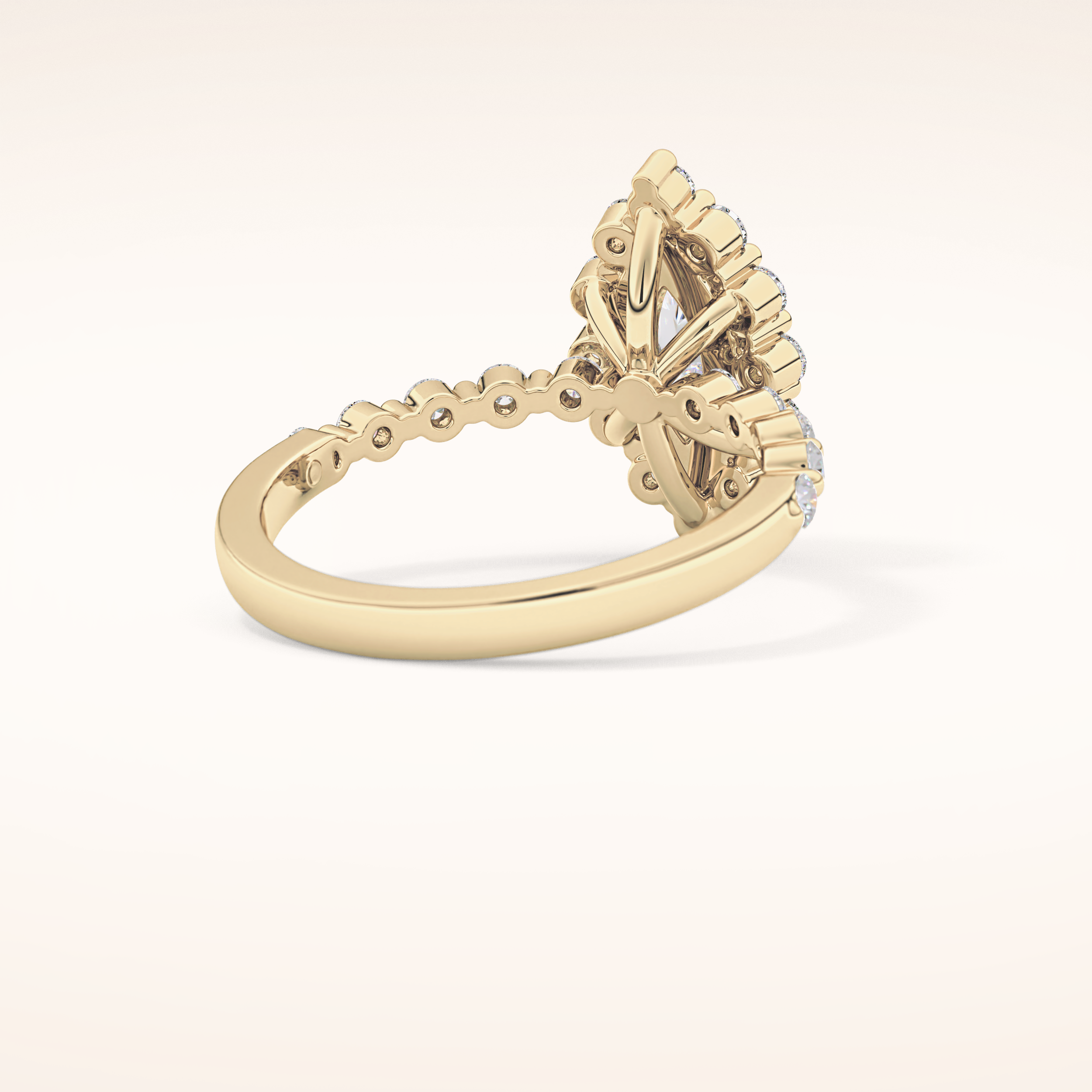 0.82 CT Marquise Shaped Halo & Pave Moissanite Engagement Ring