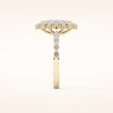 0.82 CT Marquise Shaped Halo & Pave Moissanite Engagement Ring