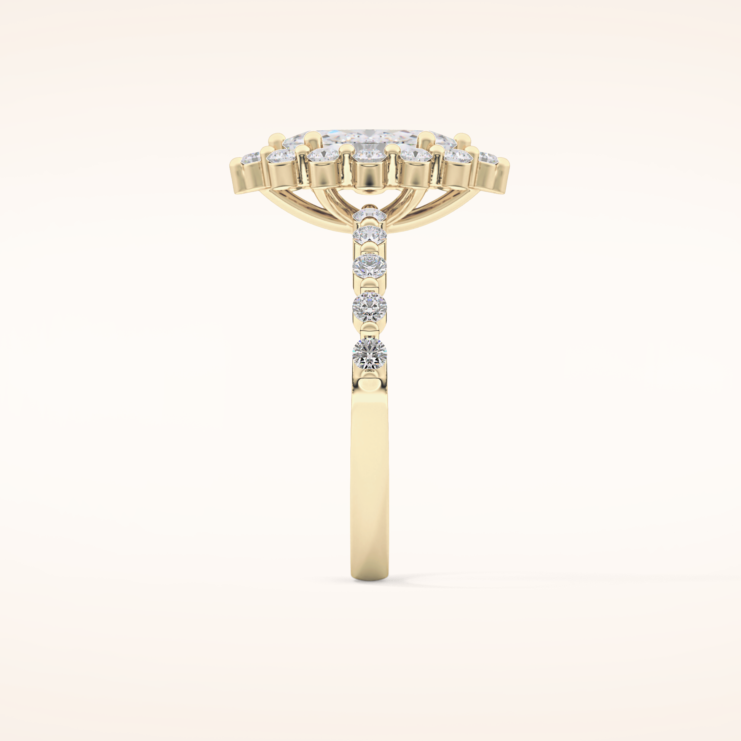 0.82 CT Marquise Shaped Halo & Pave Moissanite Engagement Ring