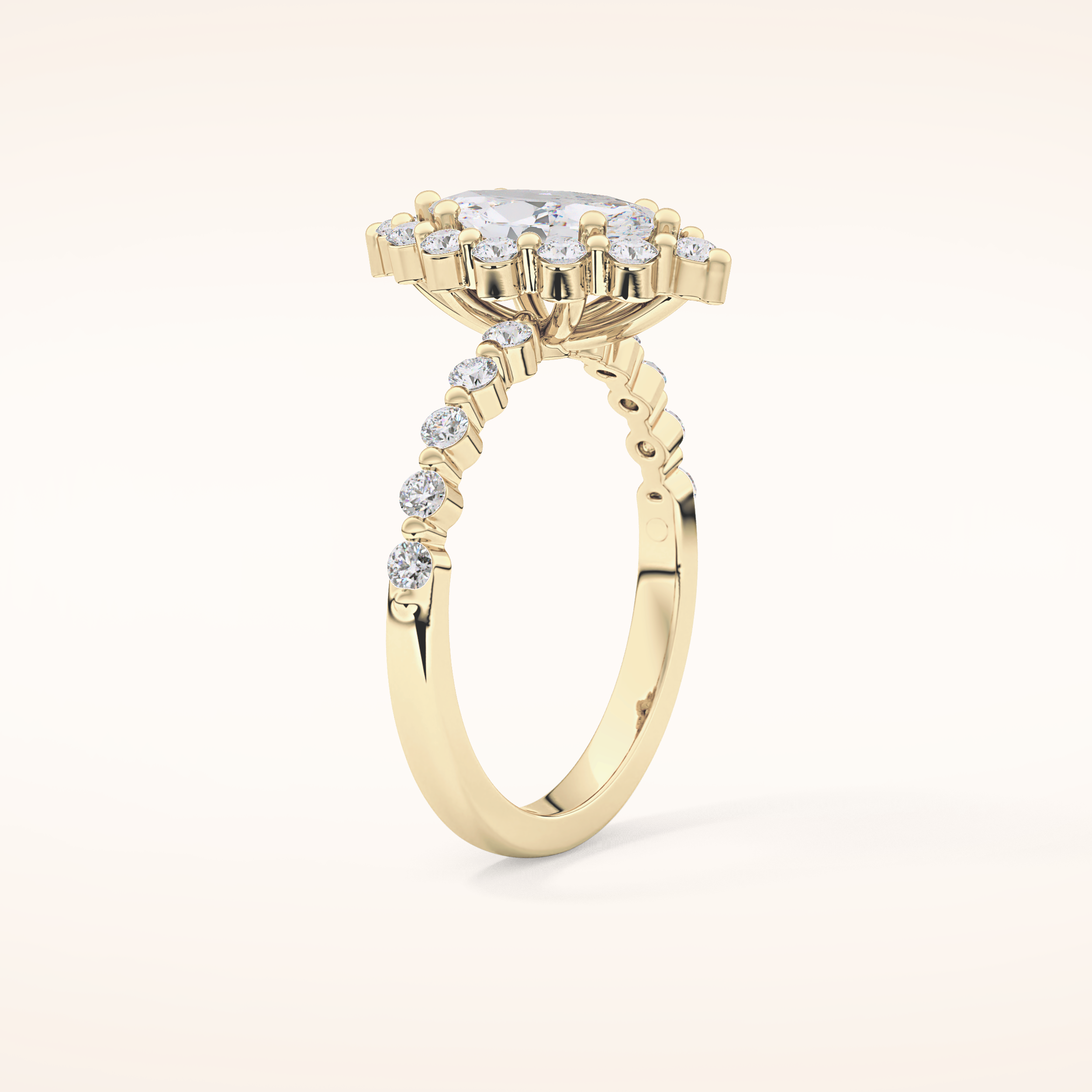 0.82 CT Marquise Shaped Halo & Pave Moissanite Engagement Ring
