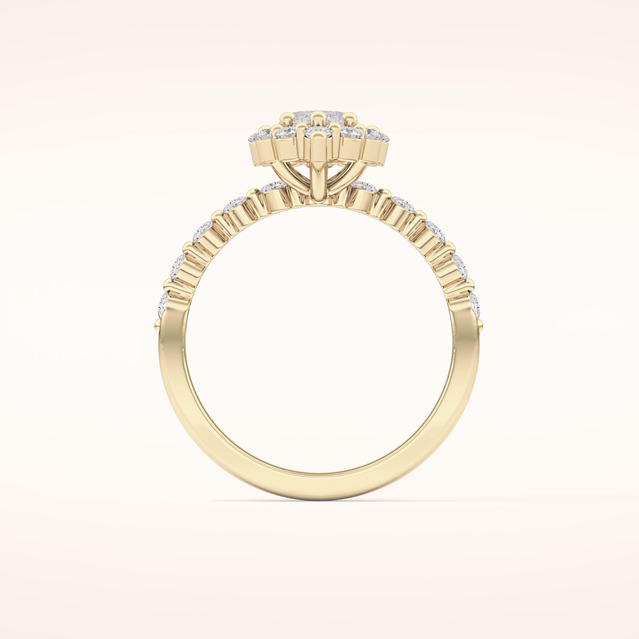 0.82 CT Marquise Shaped Halo & Pave Moissanite Engagement Ring