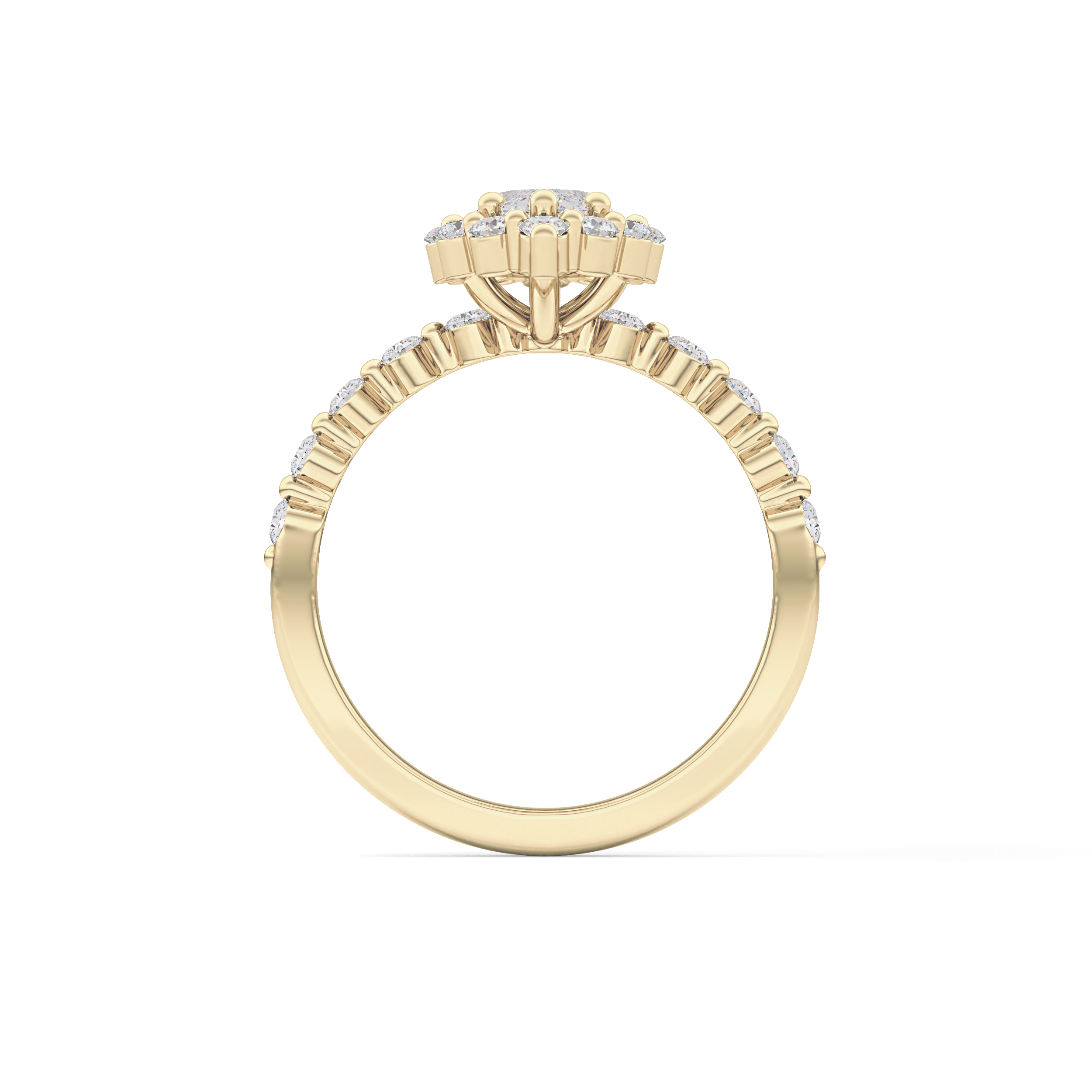 Marquise Halo & Pave Lab Grown Diamond Engagement Ring