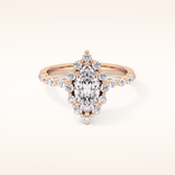 0.82 CT Marquise Shaped Halo & Pave Moissanite Engagement Ring