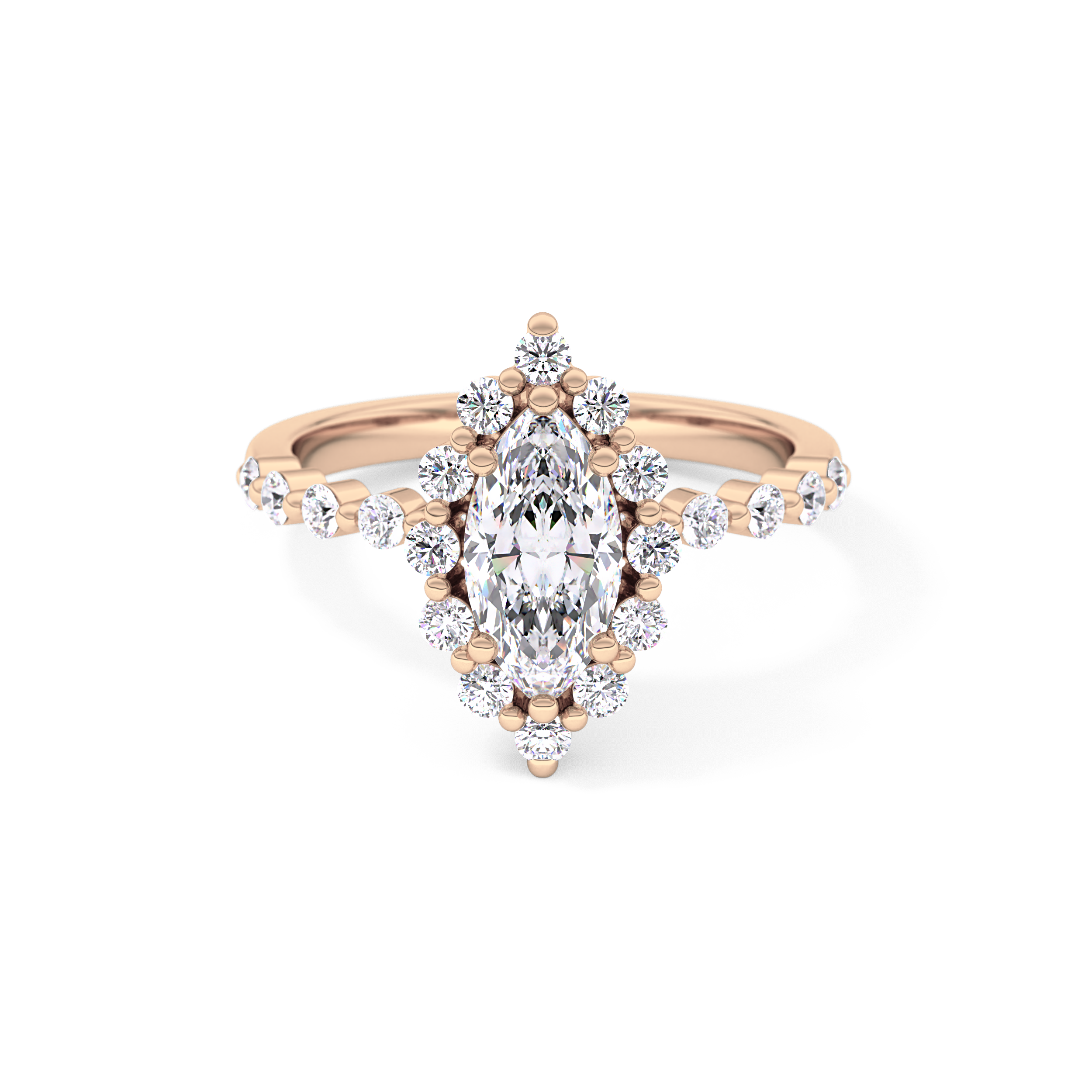 Marquise Halo & Pave Lab Grown Diamond Engagement Ring