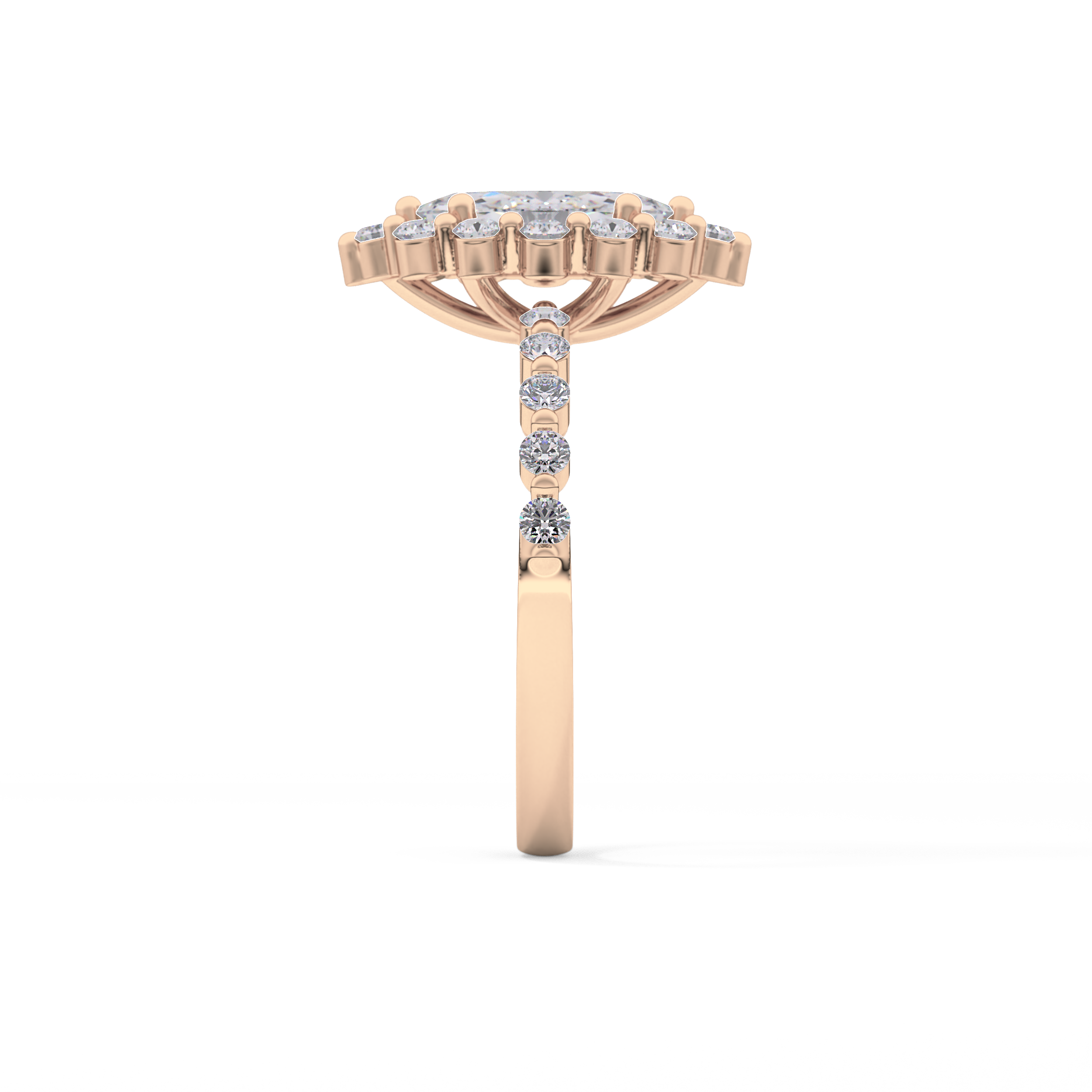 Marquise Halo & Pave Lab Grown Diamond Engagement Ring