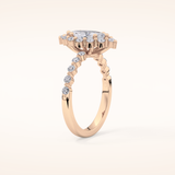 0.82 CT Marquise Shaped Halo & Pave Moissanite Engagement Ring