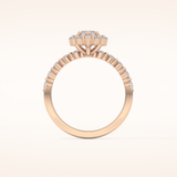 0.82 CT Marquise Shaped Halo & Pave Moissanite Engagement Ring