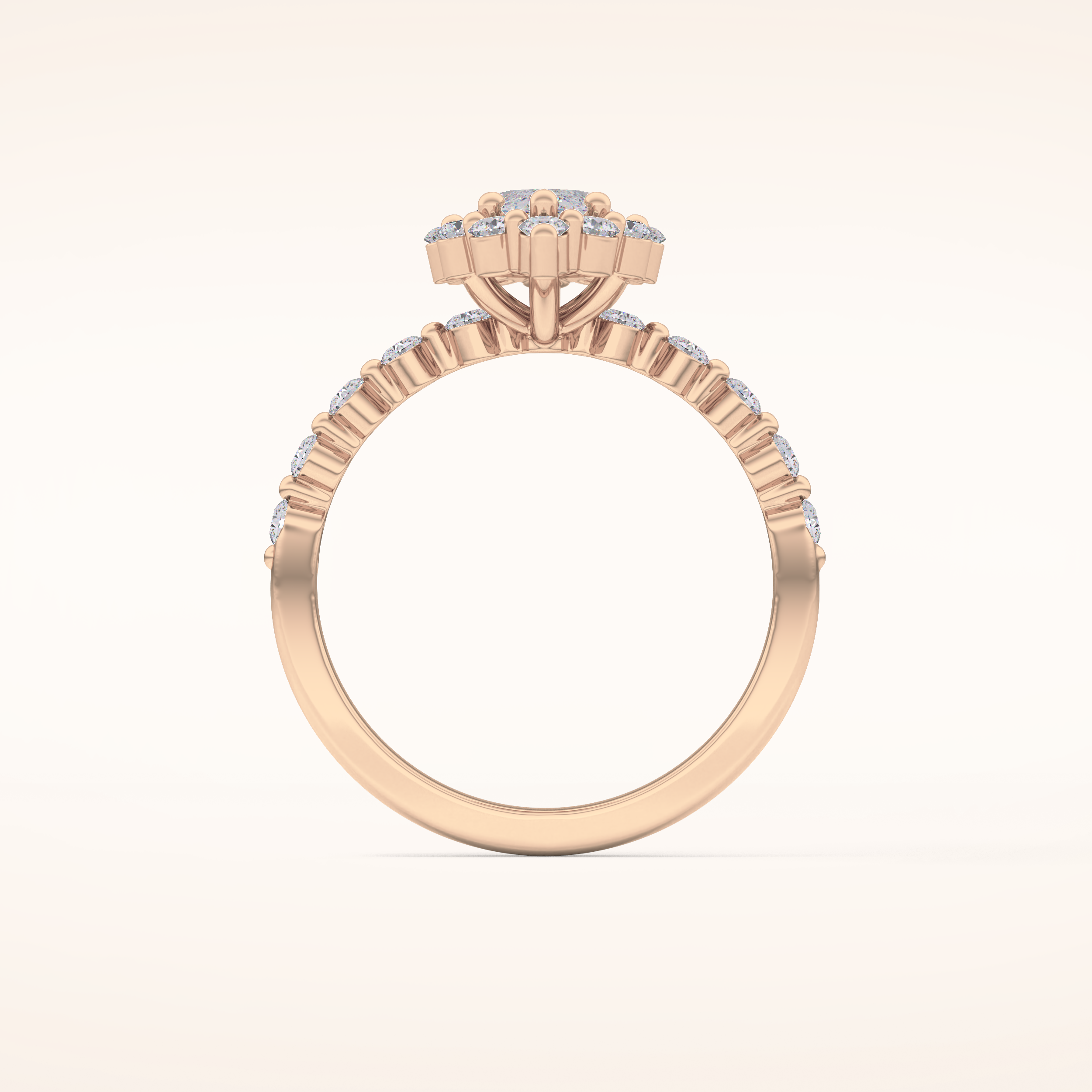 0.82 CT Marquise Shaped Halo & Pave Moissanite Engagement Ring