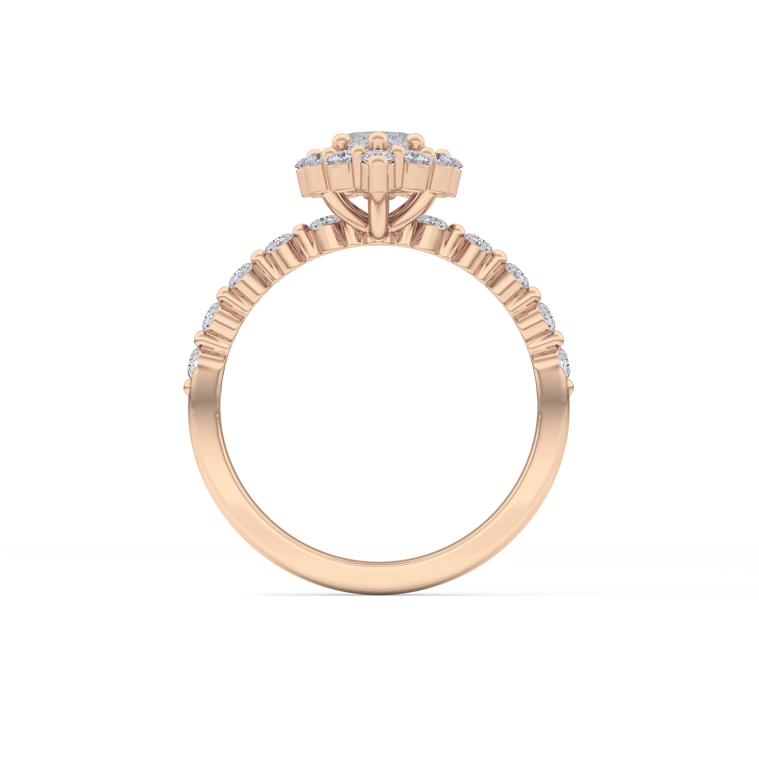 Marquise Halo & Pave Lab Grown Diamond Engagement Ring