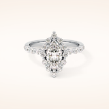 0.82 CT Marquise Shaped Halo & Pave Moissanite Engagement Ring