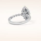 0.82 CT Marquise Shaped Halo & Pave Moissanite Engagement Ring