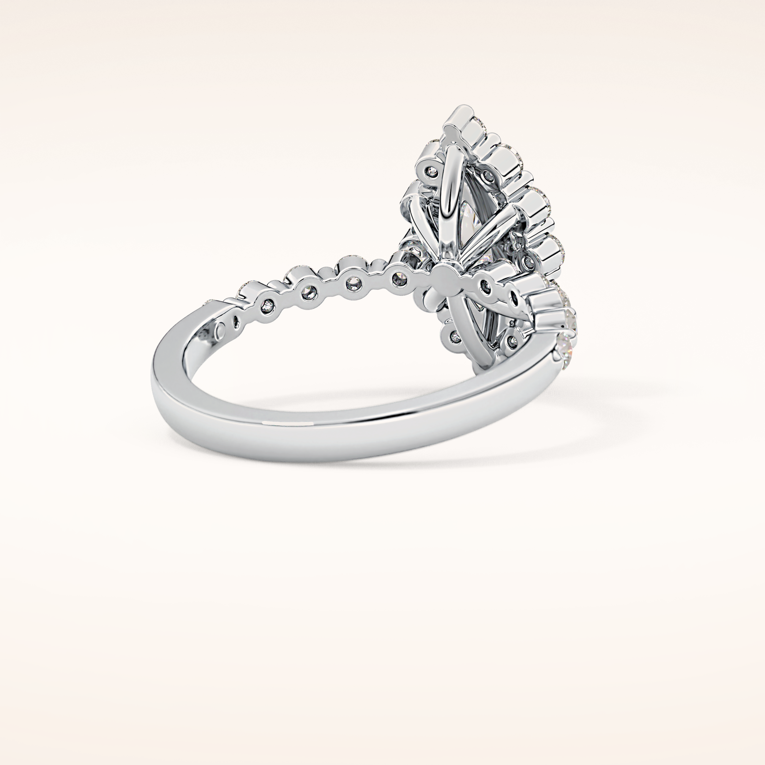 0.82 CT Marquise Shaped Halo & Pave Moissanite Engagement Ring