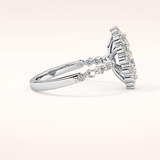 0.82 CT Marquise Shaped Halo & Pave Moissanite Engagement Ring