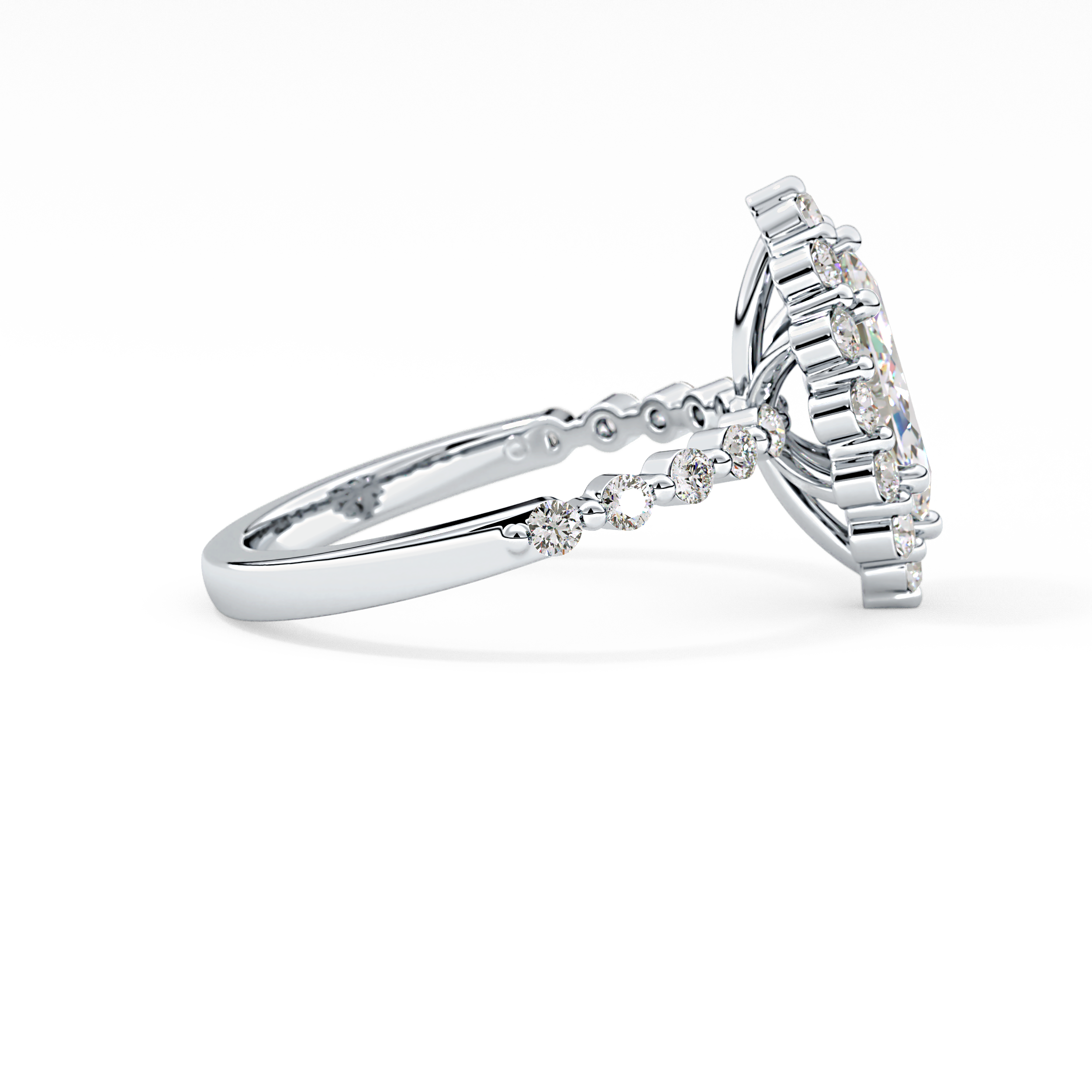 Marquise Halo & Pave Lab Grown Diamond Engagement Ring