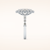 0.82 CT Marquise Shaped Halo & Pave Moissanite Engagement Ring