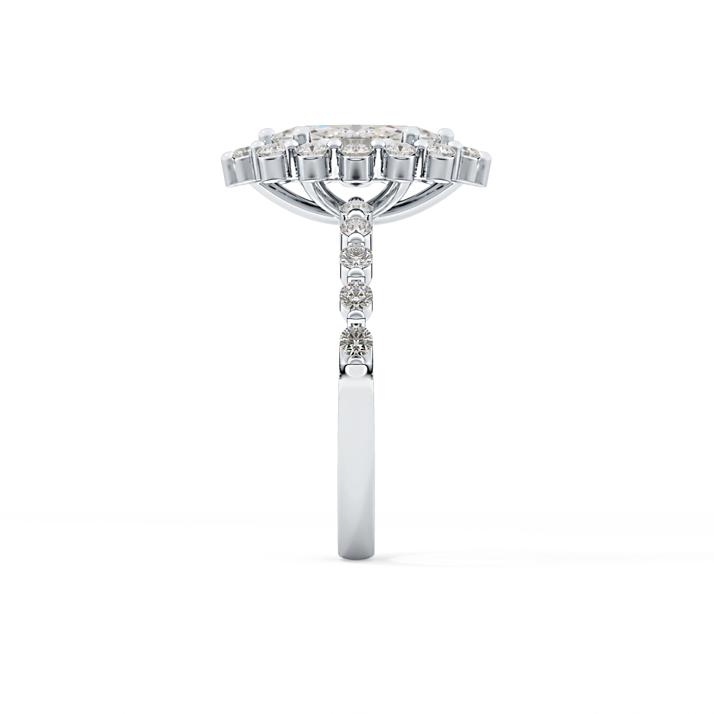 Marquise Halo & Pave Lab Grown Diamond Engagement Ring
