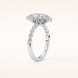 0.82 CT Marquise Shaped Halo & Pave Moissanite Engagement Ring