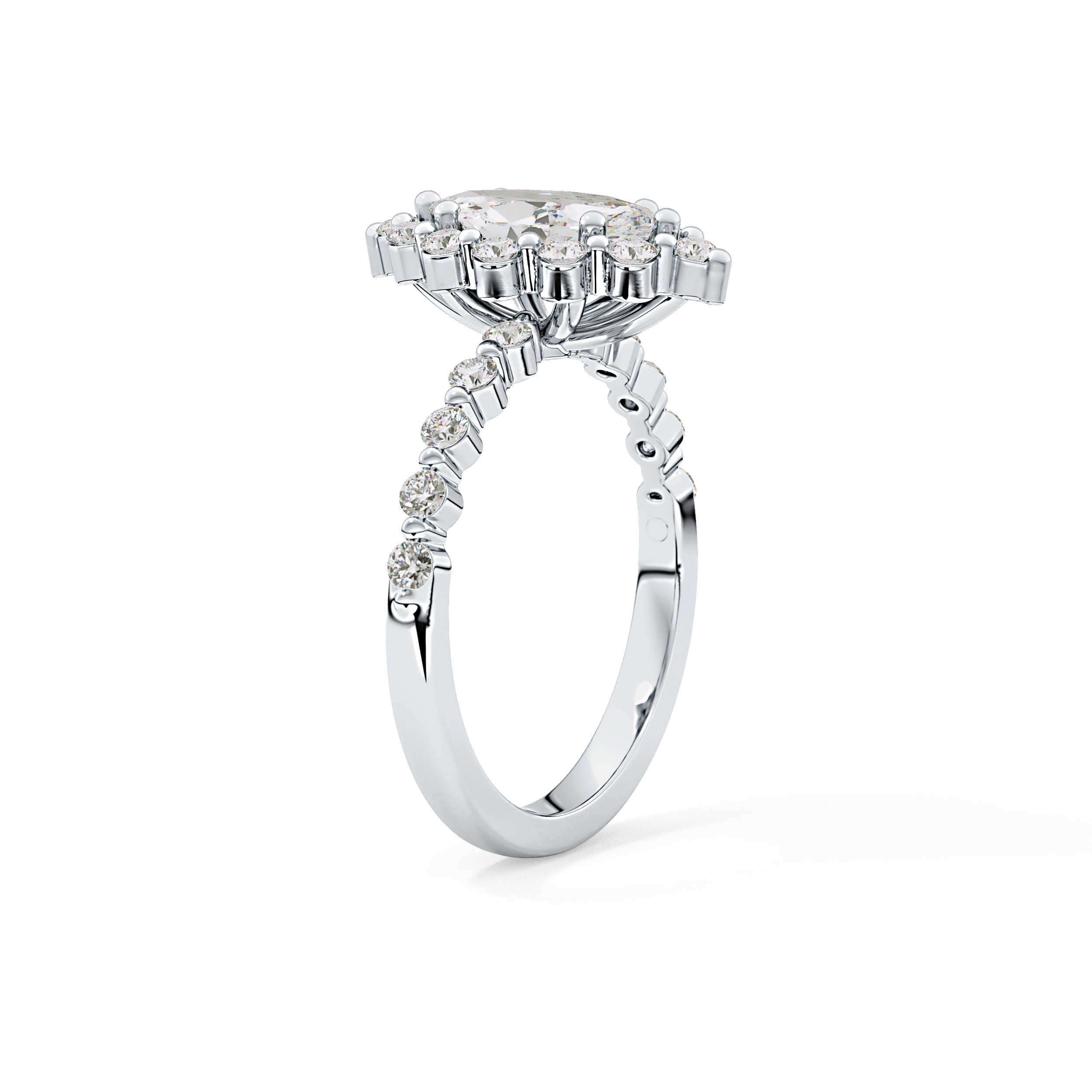 Marquise Halo & Pave Lab Grown Diamond Engagement Ring
