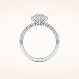 0.82 CT Marquise Shaped Halo & Pave Moissanite Engagement Ring
