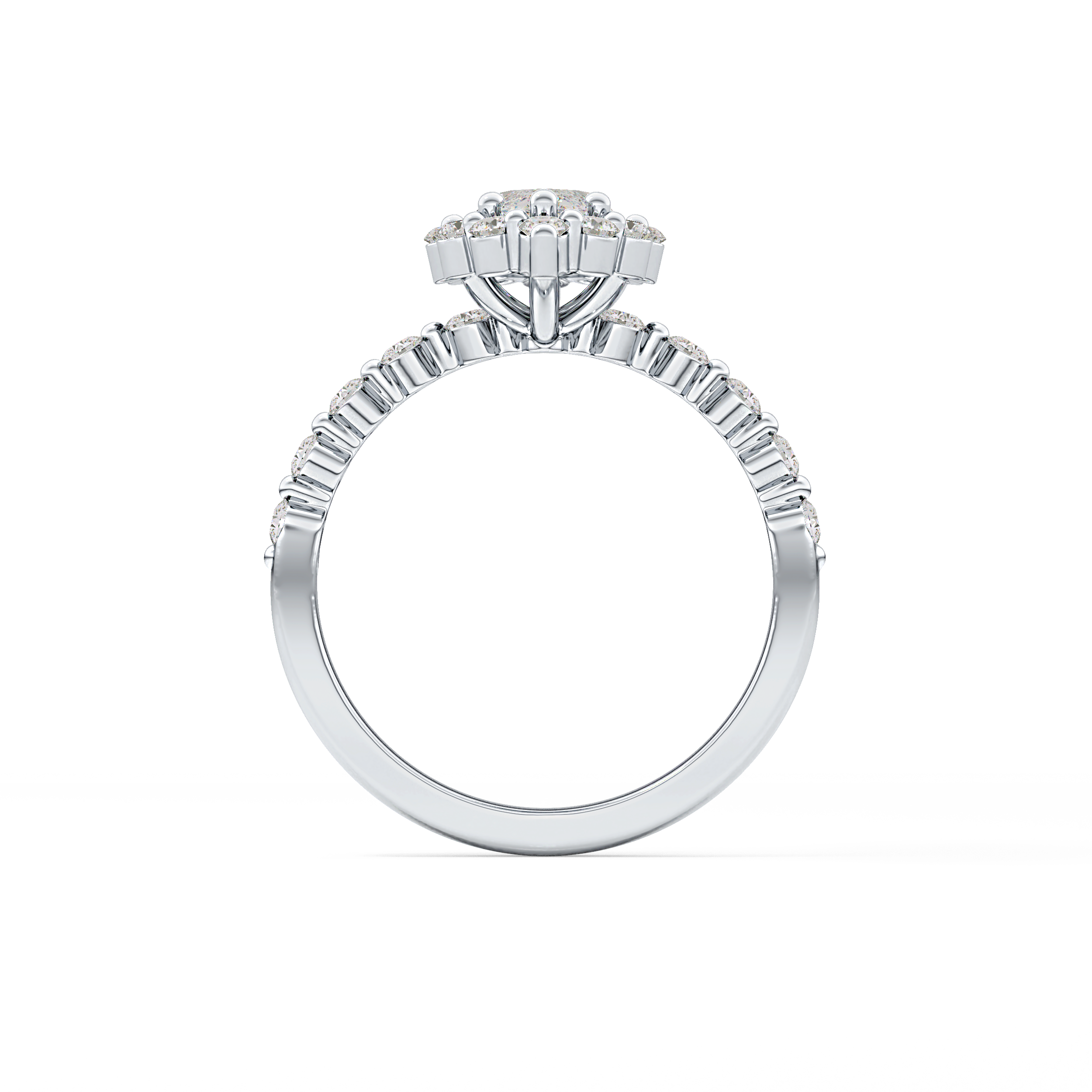 Marquise Halo & Pave Lab Grown Diamond Engagement Ring