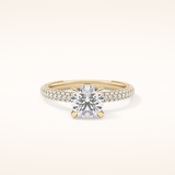 1.03 CT Round Shaped Halo & Pave Moissanite Engagement Ring