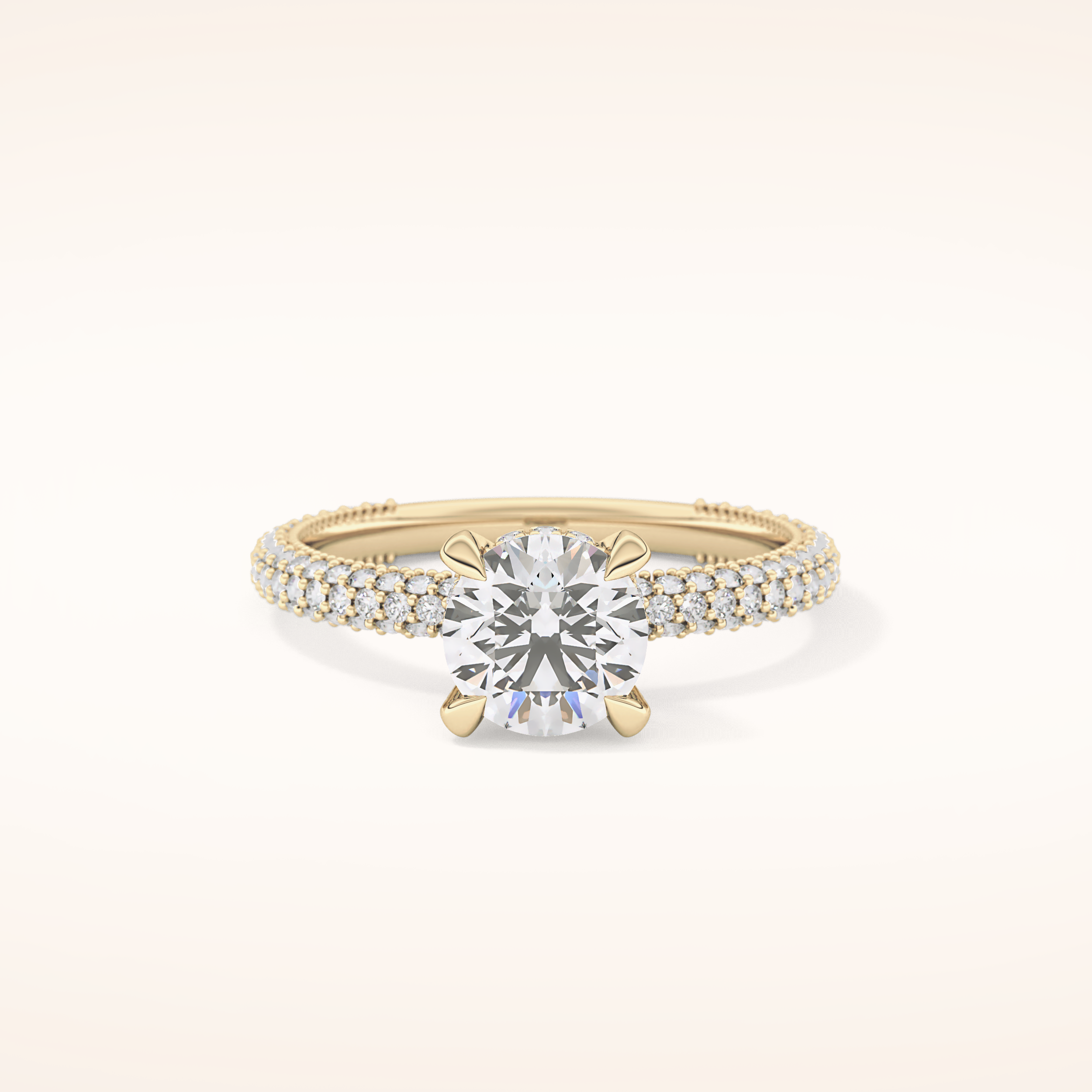 1.03 CT Round Shaped Halo & Pave Moissanite Engagement Ring