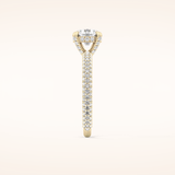 1.03 CT Round Shaped Halo & Pave Moissanite Engagement Ring