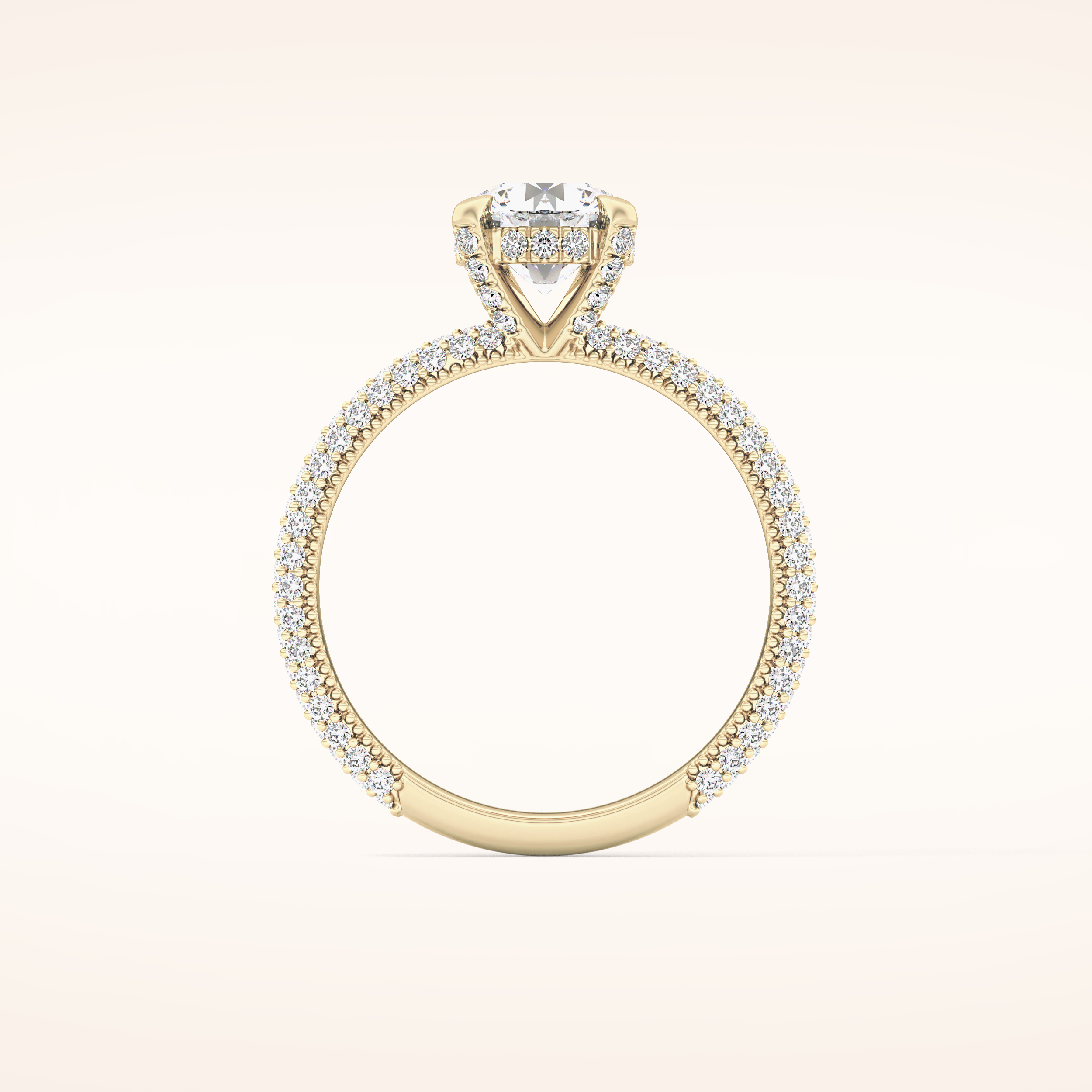 1.03 CT Round Shaped Halo & Pave Moissanite Engagement Ring