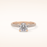 1.03 CT Round Shaped Halo & Pave Moissanite Engagement Ring