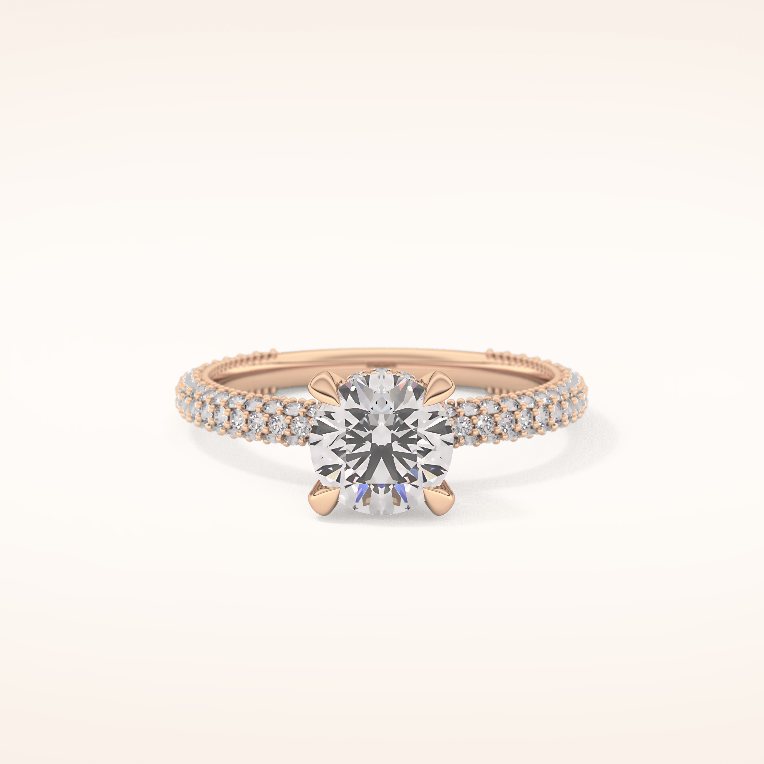 1.03 CT Round Shaped Halo & Pave Moissanite Engagement Ring