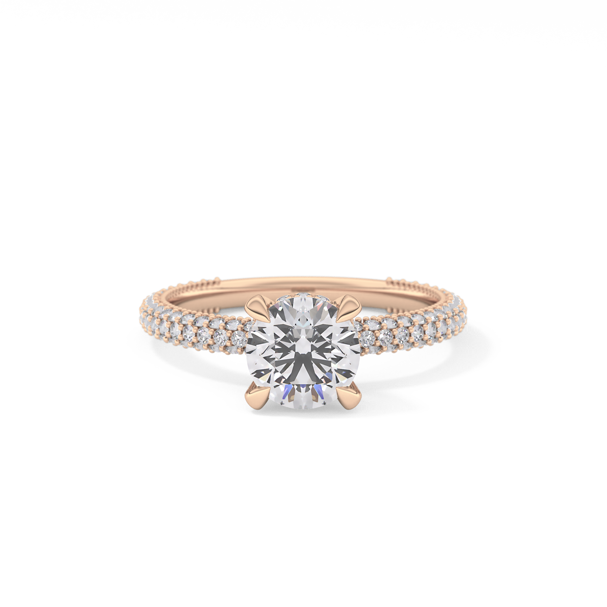 Round Halo & Pave Lab Grown Diamond Engagement Ring