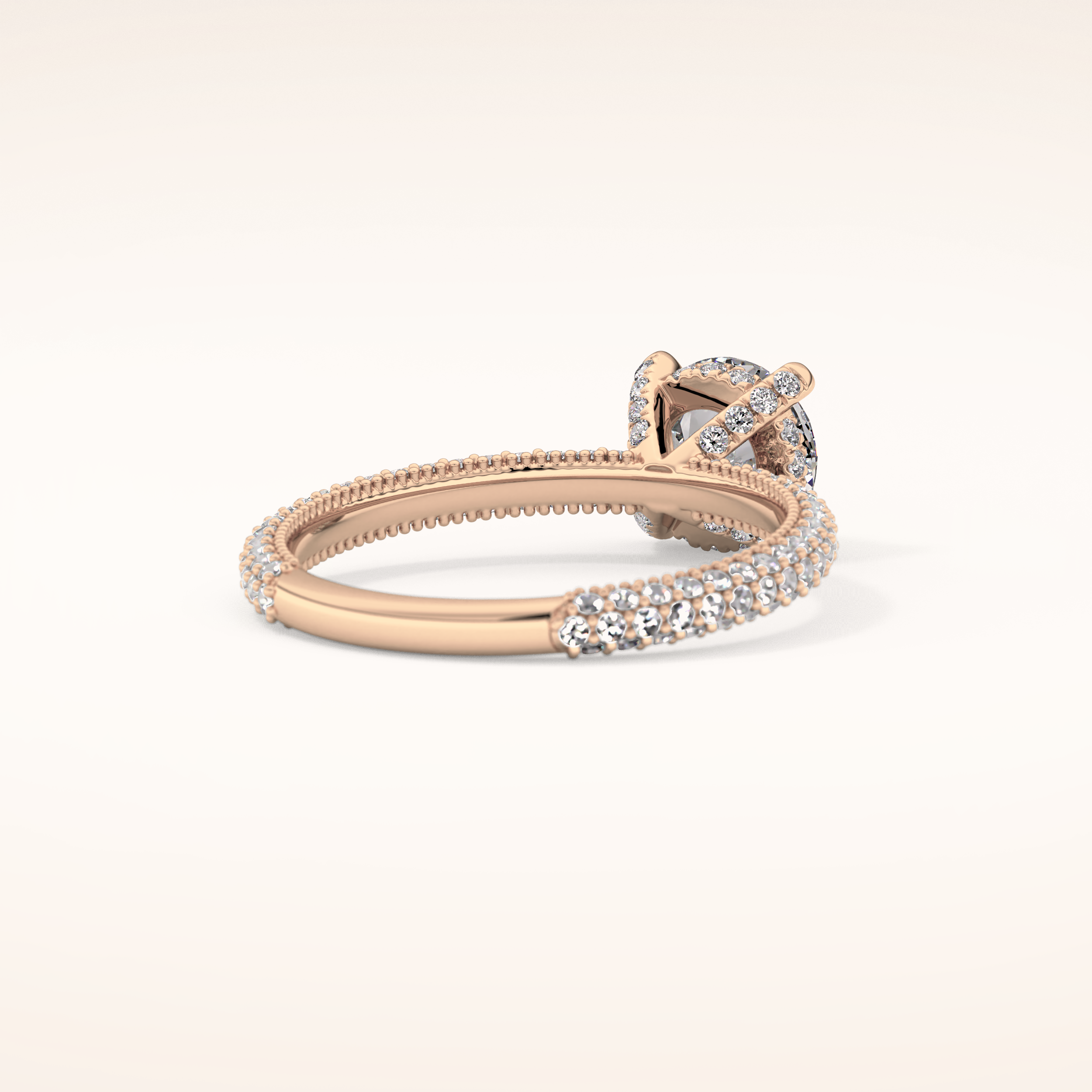 1.03 CT Round Shaped Halo & Pave Moissanite Engagement Ring