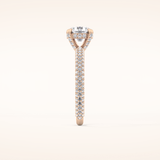 1.03 CT Round Shaped Halo & Pave Moissanite Engagement Ring