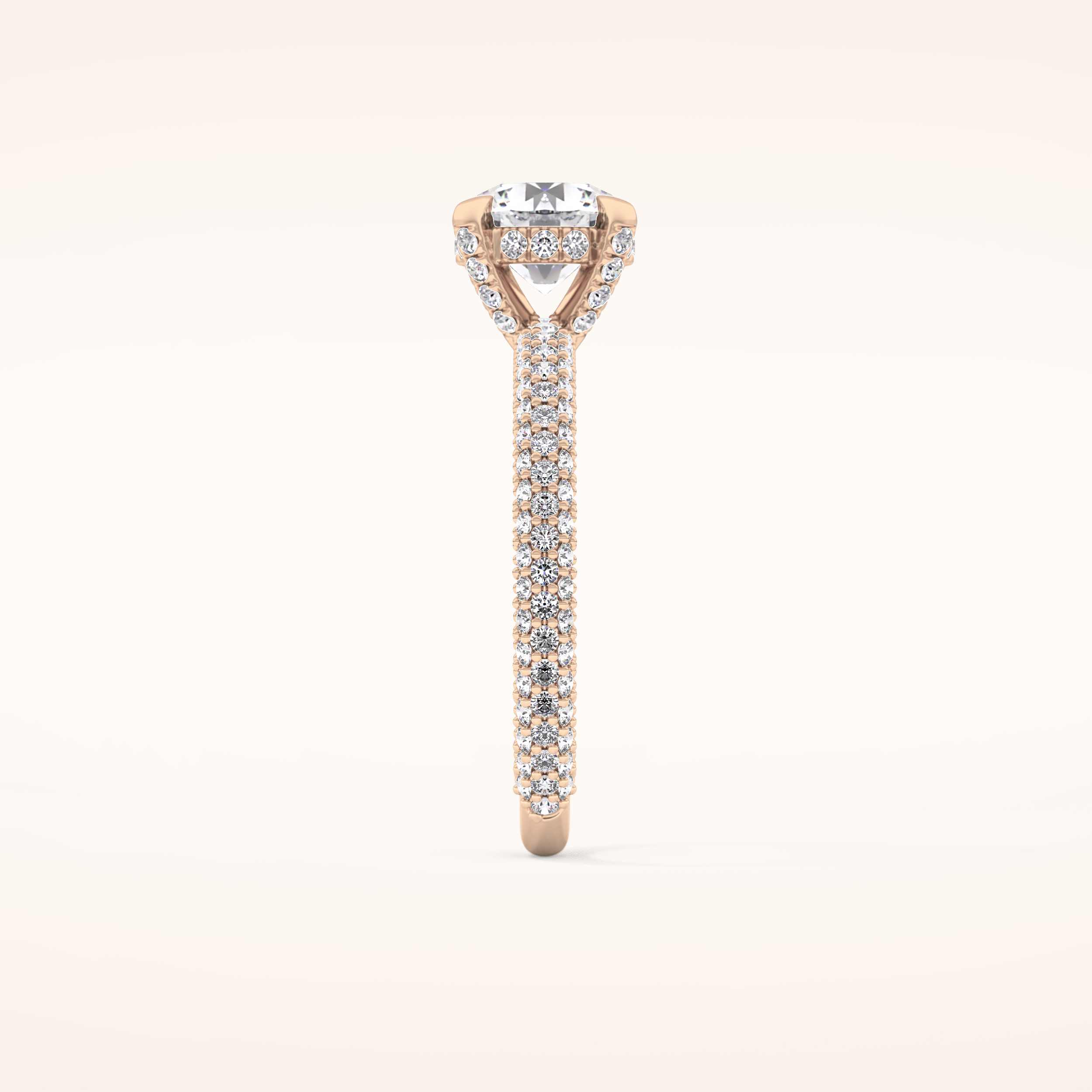 1.03 CT Round Shaped Halo & Pave Moissanite Engagement Ring