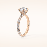 1.03 CT Round Shaped Halo & Pave Moissanite Engagement Ring