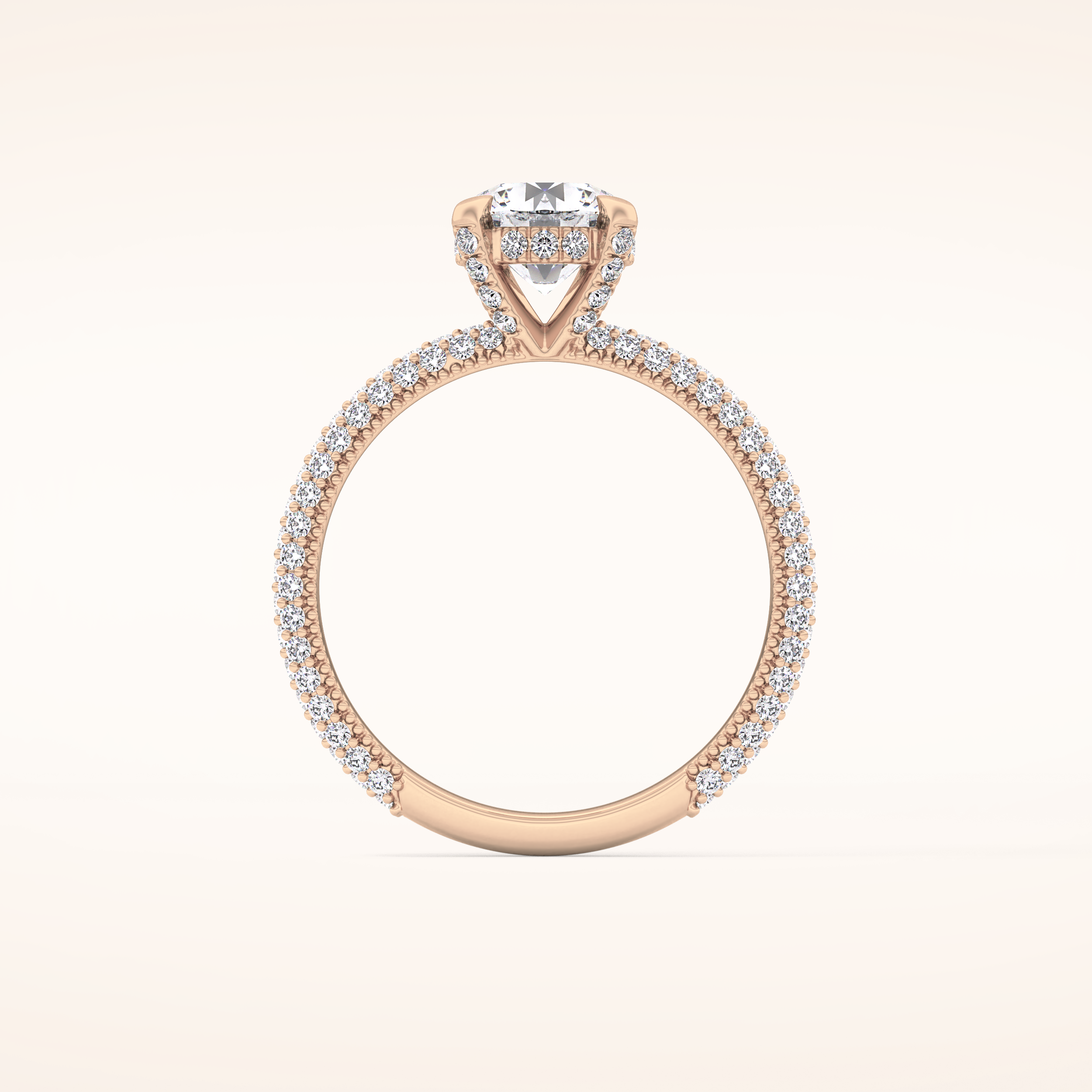 1.03 CT Round Shaped Halo & Pave Moissanite Engagement Ring