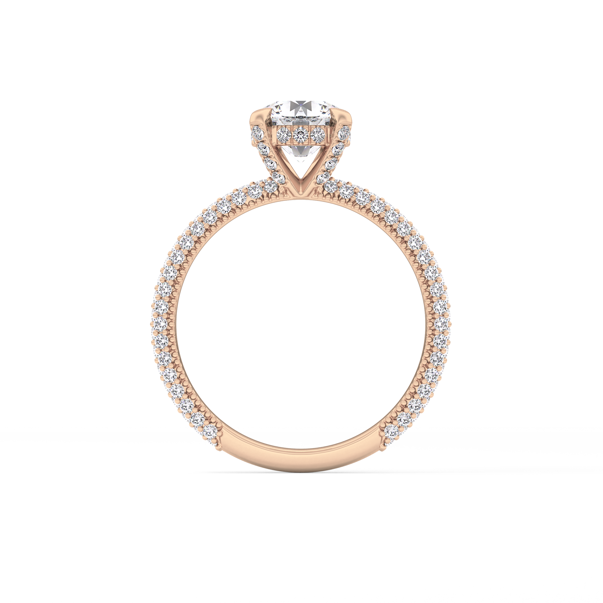 Round Halo & Pave Lab Grown Diamond Engagement Ring