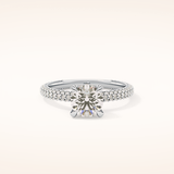 1.03 CT Round Shaped Halo & Pave Moissanite Engagement Ring