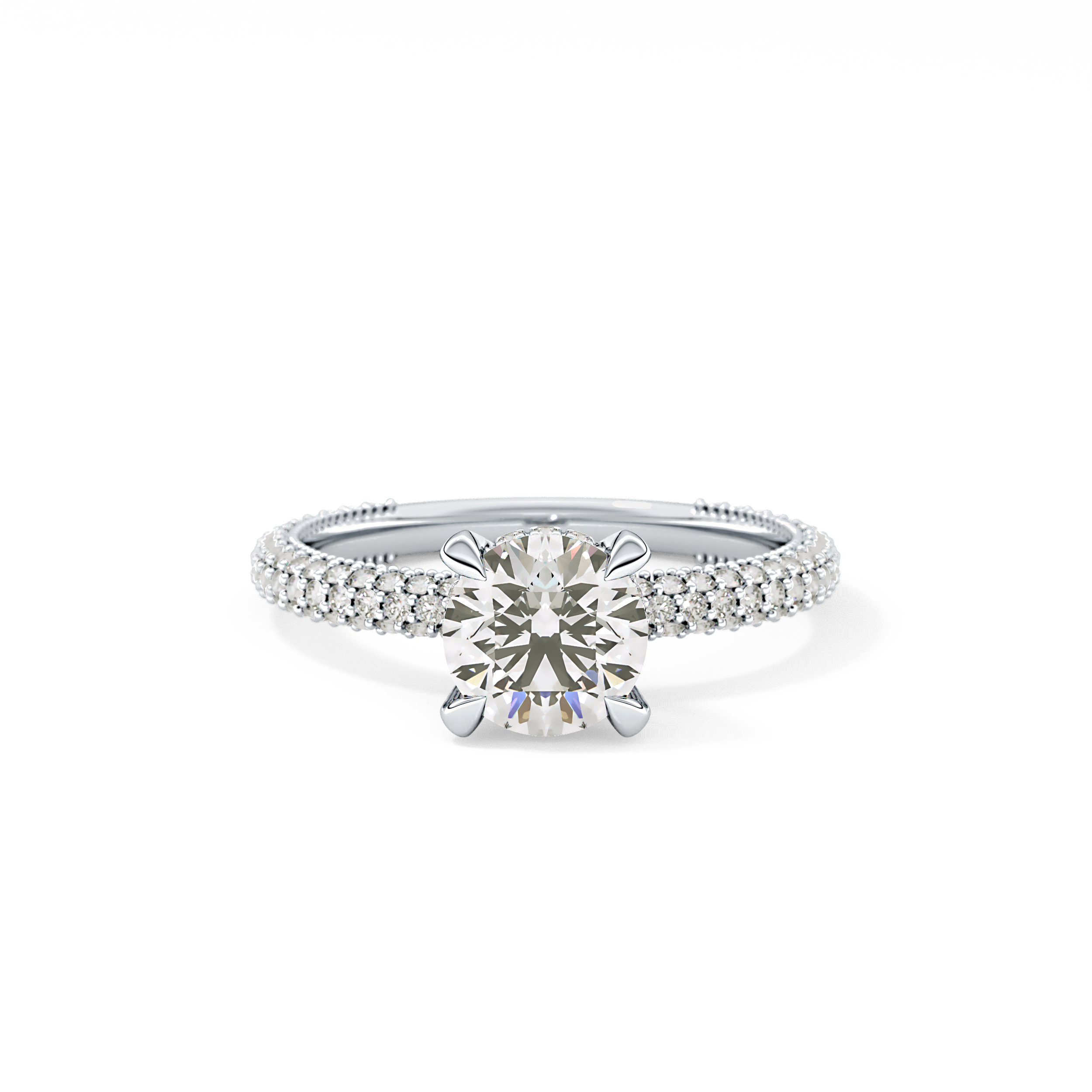 Round Halo & Pave Lab Grown Diamond Engagement Ring