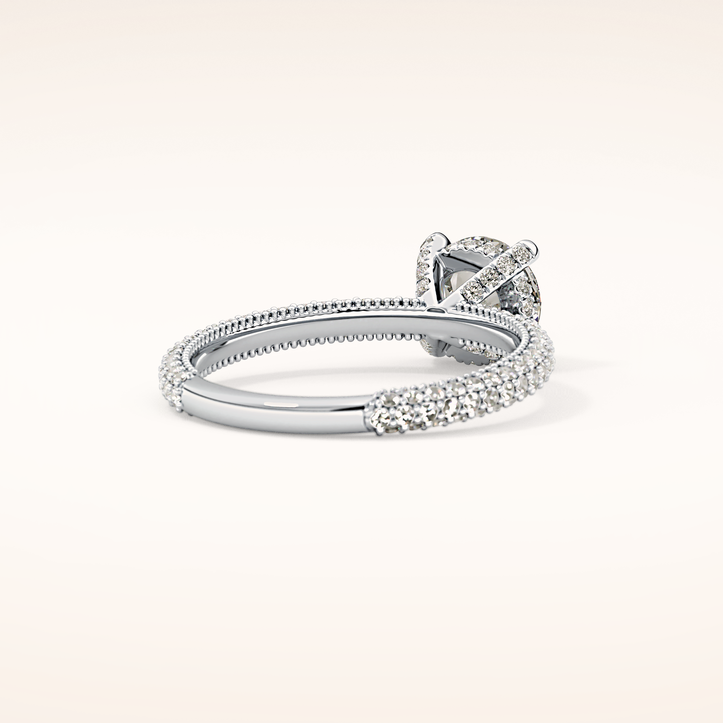 1.03 CT Round Shaped Halo & Pave Moissanite Engagement Ring