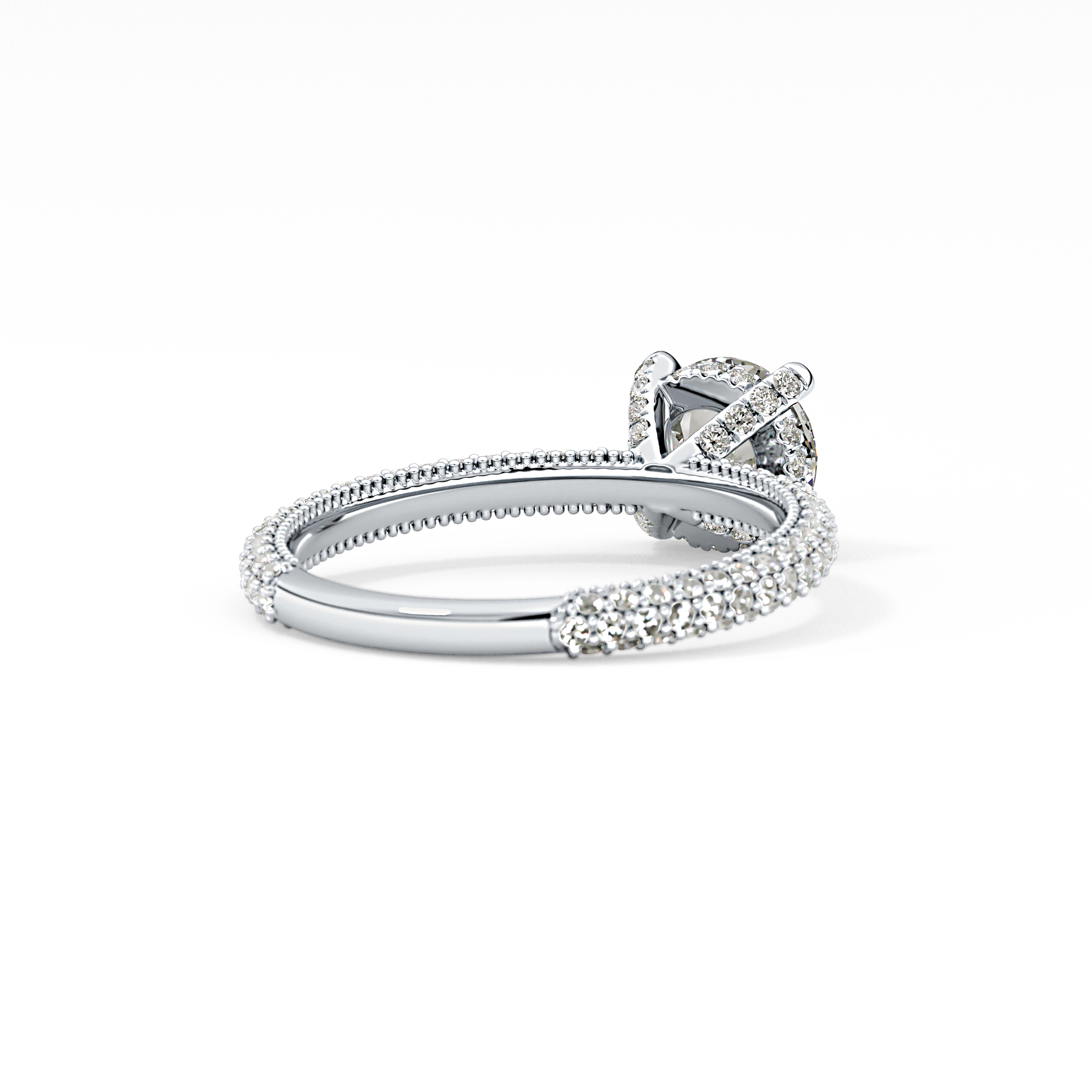 Round Halo & Pave Lab Grown Diamond Engagement Ring