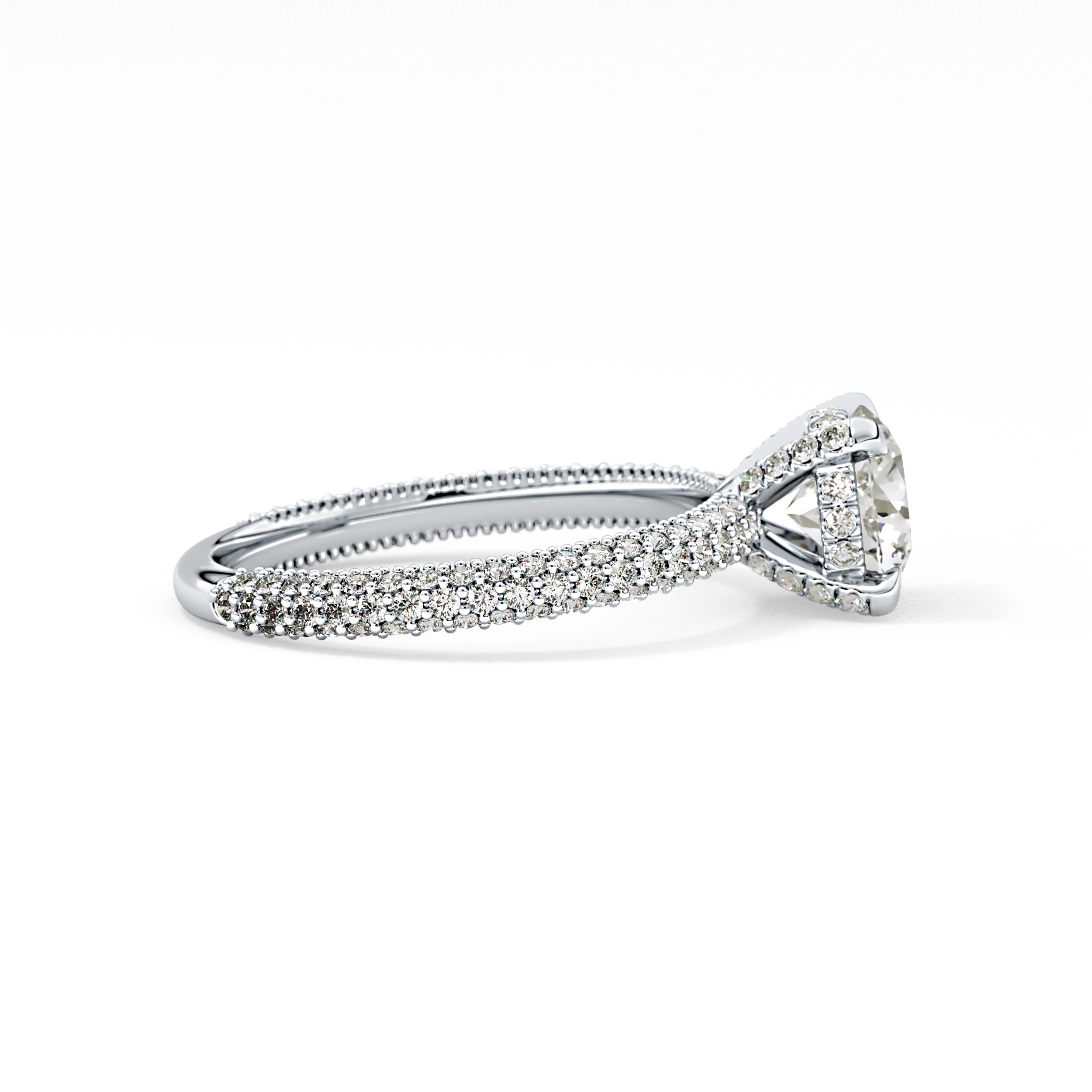 Round Halo & Pave Lab Grown Diamond Engagement Ring
