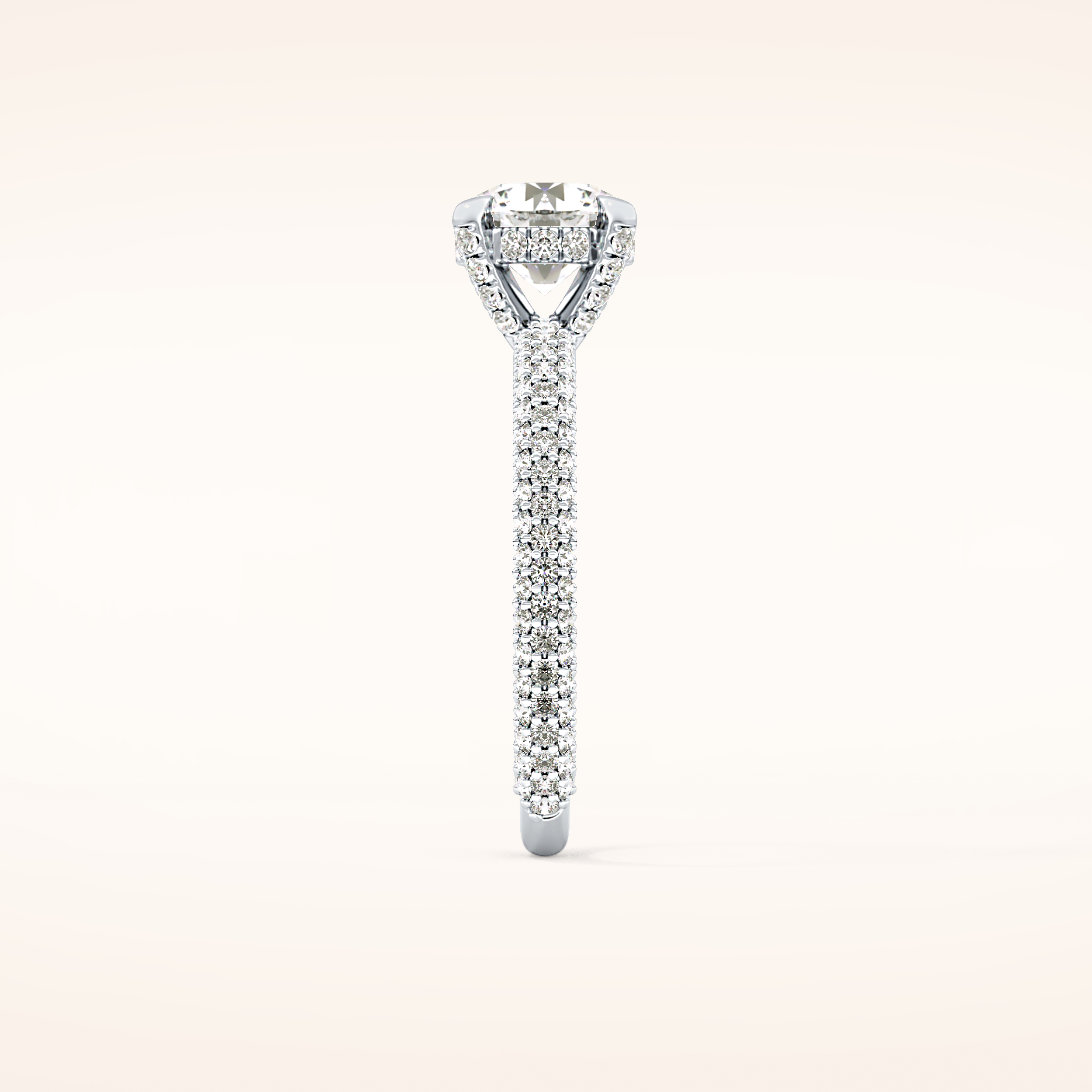 1.03 CT Round Shaped Halo & Pave Moissanite Engagement Ring