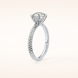1.03 CT Round Shaped Halo & Pave Moissanite Engagement Ring